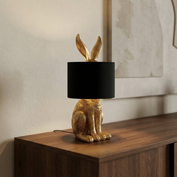 Lampade da tavolo Lindby, Lorentina, Nero, Soggiorno, Tessuto / Tessile, Design