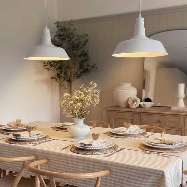 Lampada a sospensione Lindby, Laylan, dimmerabile, Bianco, Sala da pranzo, Metallo, Moderno