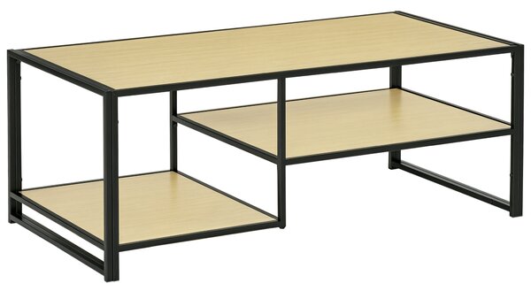 HOMCOM Tavolino da Caffè in Stile Industriale a 3 Ripiani, in MDF e Acciaio, 120x60x46cm | Aosom Italy