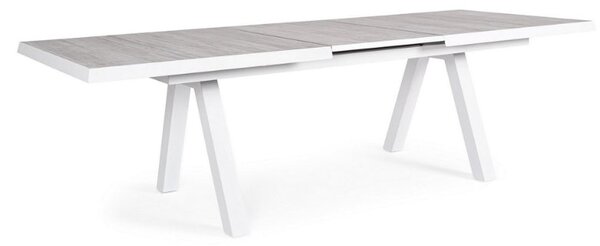 Tavolo allungabile Krion in alluminio bianco effetto legno 205 - 265 cm