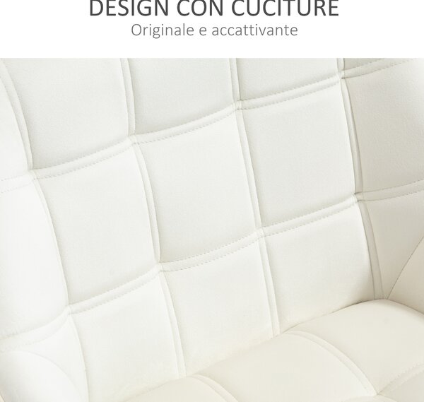 HOMCOM Poltrona Design Scandinava in Legno ed Effetto Velluto Crema, per Soggiorno o Ufficio, 68.5x61x72.5 cm|Aosom