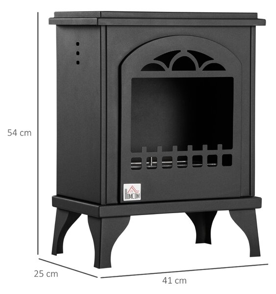 HOMCOM Camino Bioetanolo autoportante a bioetanolo con Serbatoio da 1.5L e 25m², in Metallo da 3h di Combustione, 41x25x54 cm, Nero | Aosom Italy