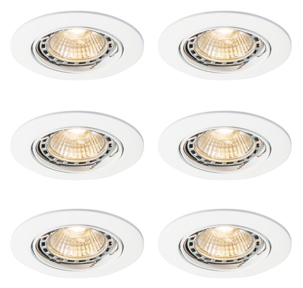 Set di 6 faretti da incasso moderni bianchi orientabili GU10 50mm - Edu