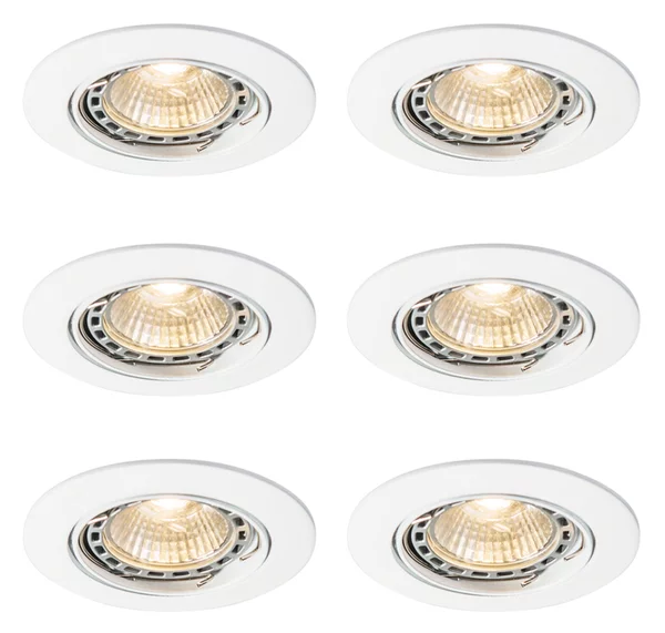Set di 6 faretti da incasso moderni bianchi orientabili GU10 50mm - Edu