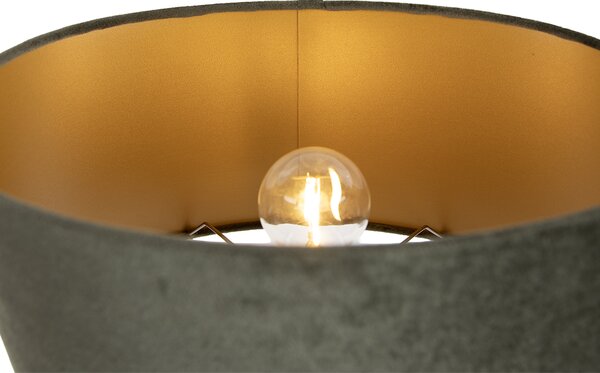 Lampada da tavolo beige con paralume ovale verde e interno dorato 35cm - Thijmen