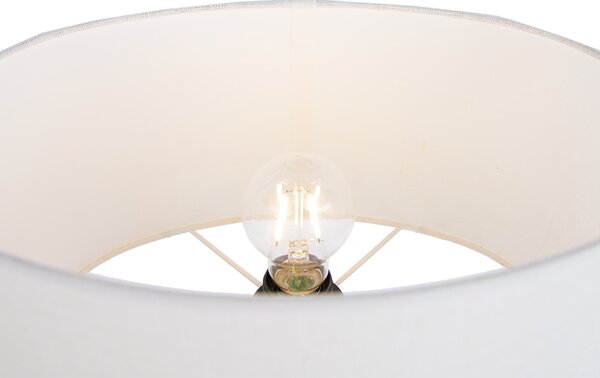 Lampada da terra beige con paralume ovale bianco in lino 35 cm - Thijmen