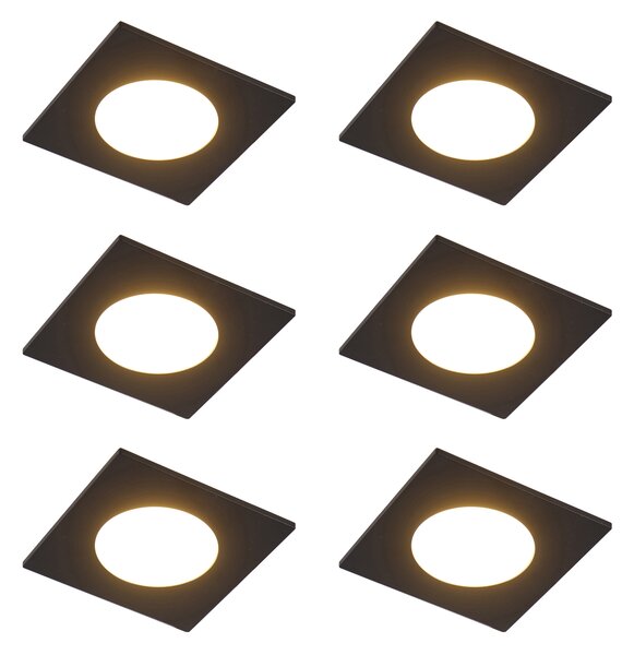 Set di 6 faretti da incasso moderni neri con LED dimmerabile a 3 livelli IP65 - Simply
