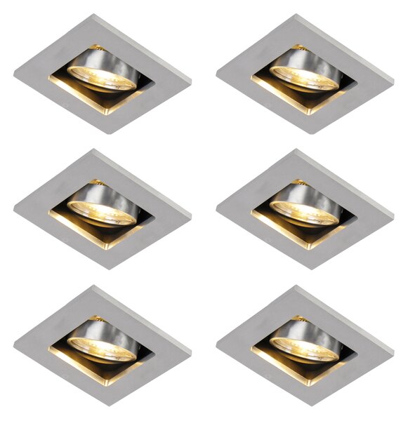 Set di 6 faretti da incasso moderni in alluminio orientabili e inclinabili GU10 50mm - Qure