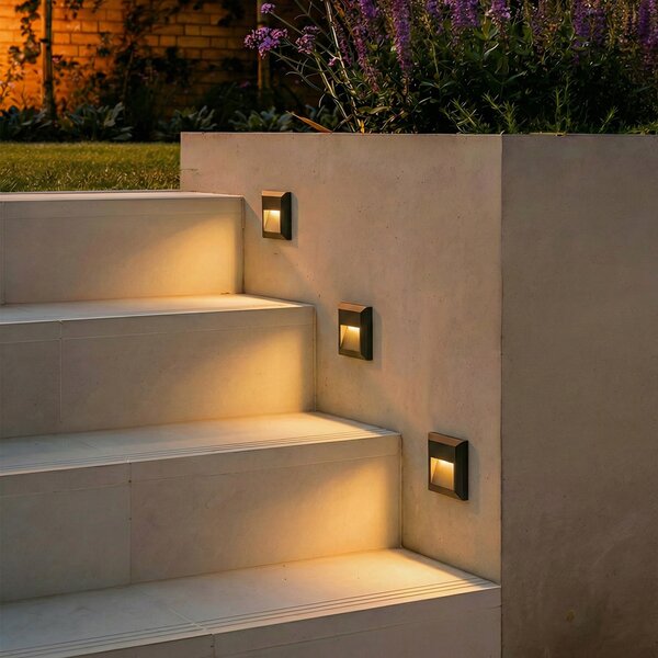 Lampada da parete moderna grigio scuro quadrata con LED - Gem