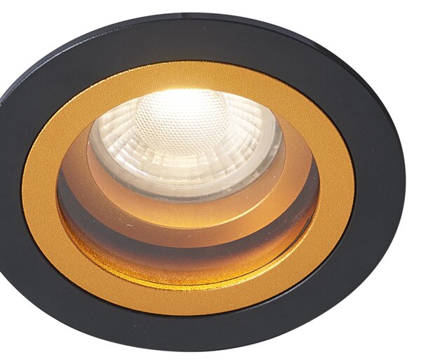 Set di 6 faretti da incasso moderni neri con oro orientabili e inclinabili IP44 - Chuck