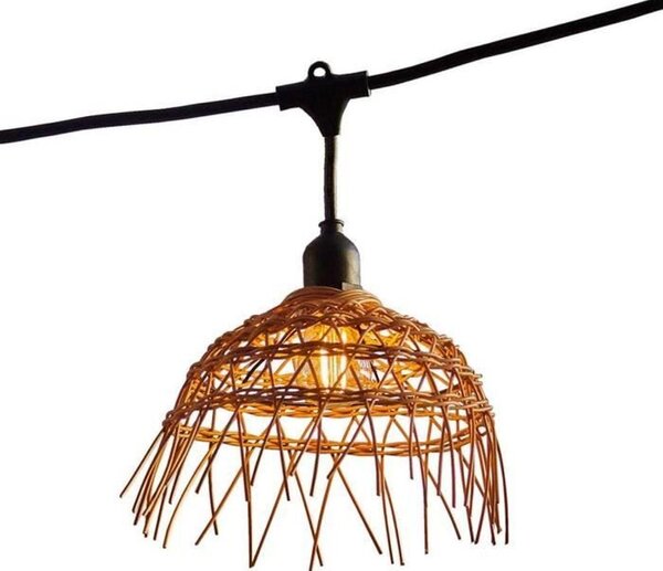 Luci da fata collegabili per esterni - Paralume in polyrattan - 10 lampade a filamento E27 LED