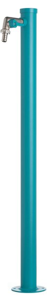Fontana da Giardino con Rubinetto e vasca Rotonda Dimensioni 11x15x h 86 cm - peso 4,5kg con tubo rubinetto, Colore Turkese