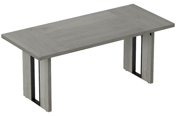 HOMCOM Tavolo da Pranzo in Stile Industriale per 8 Persone max, in Legno e Acciaio, 180x80x75 cm, Grigio | Aosom Italy