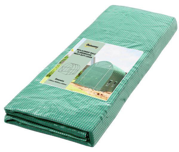 Outsunny Telo per Serra in PE con 6 Finestre, Porta Avvolgibile e Bordi Interrati, 3x2x2 m, Verde