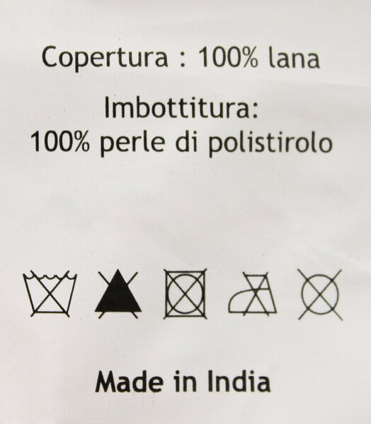 TESSA - pouf in lana avorio con decoro 40 x 40