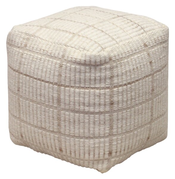 TESSA - pouf in lana avorio con decoro 40 x 40