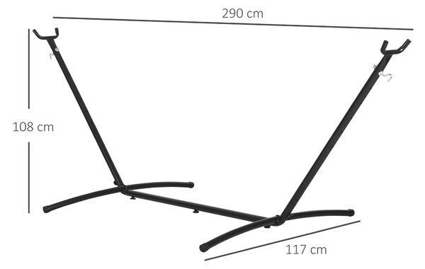 Outsunny Supporto per amaca da giardino,struttura amaca regolabile in metallo carico 120Kg, per esterno, 280x120x110cm, Nero | Aosom Italy