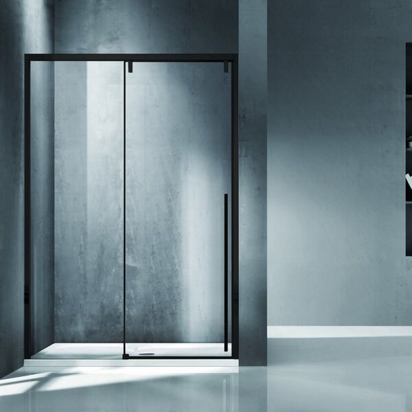 Kamalu porta doccia 140cm scorrevole con profilo nero vetro 8mm | ksa4000n