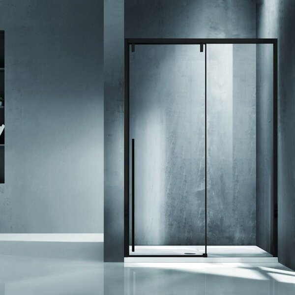 Kamalu porta doccia 130cm scorrevole con profilo nero vetro 8mm | ksa4000n