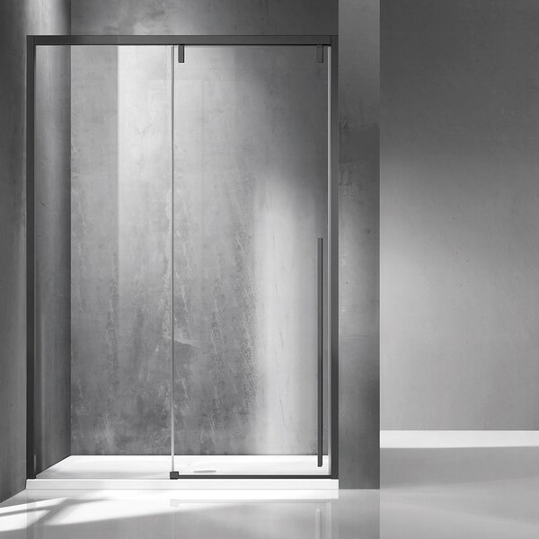 Kamalu porta doccia 130cm scorrevole colore acciaio grigio spazzolato | ksa4000gm