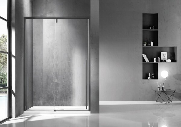 Kamalu porta doccia 130cm scorrevole colore acciaio grigio spazzolato | ksa4000gm