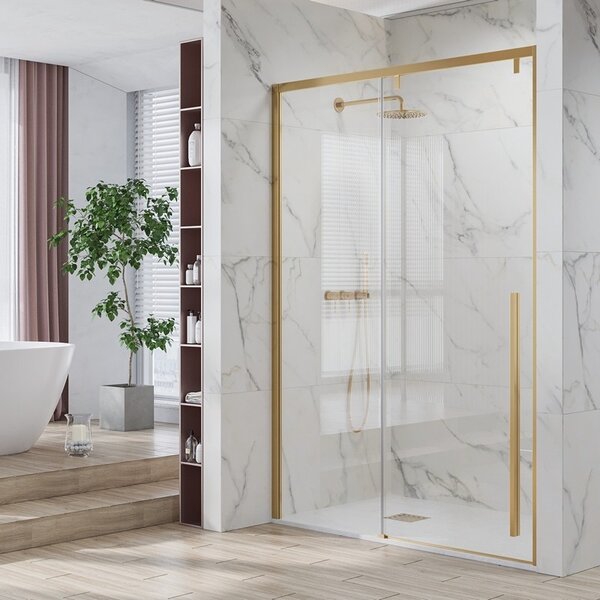 Kamalu doccia nicchia oro spazzolato 120cm scorrevole altezza 200h | ksa4000g