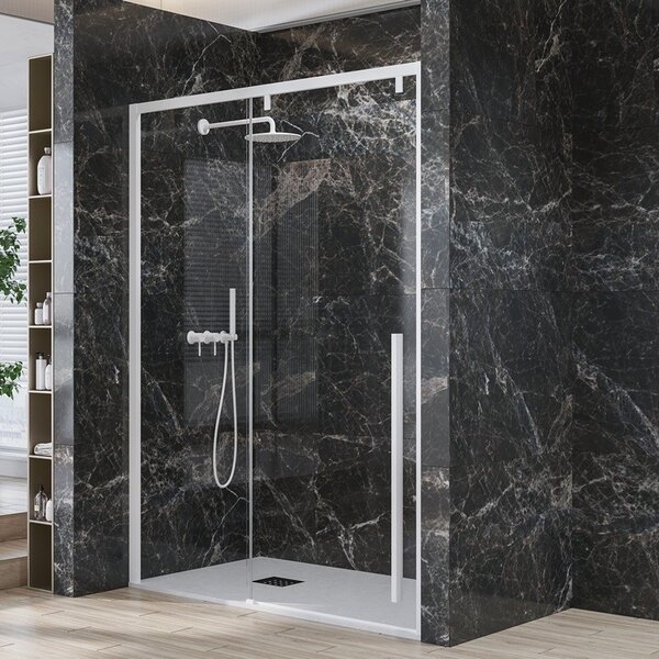Kamalu porta doccia bianca 120cm scorrevole altezza 200h | ksa4000b