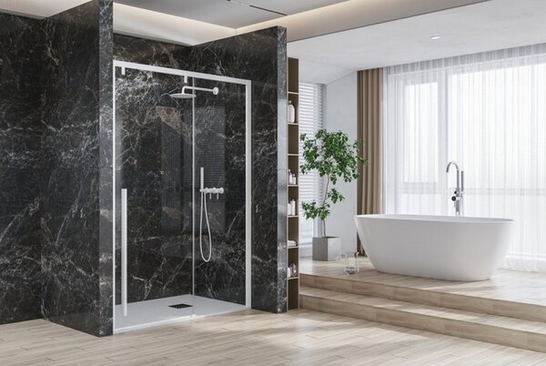 Kamalu porta doccia bianca 120cm scorrevole altezza 200h | ksa4000b