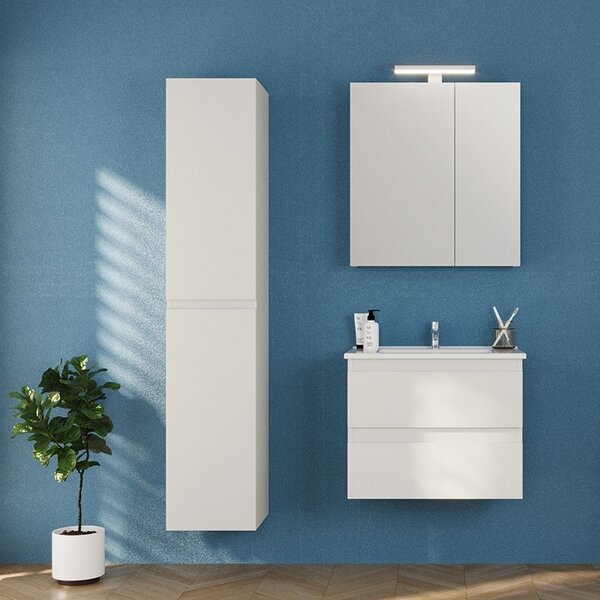 Mobile bagno sospeso 65 cm colore bianco opaco | LAC-EOLO-65 - KAMALU