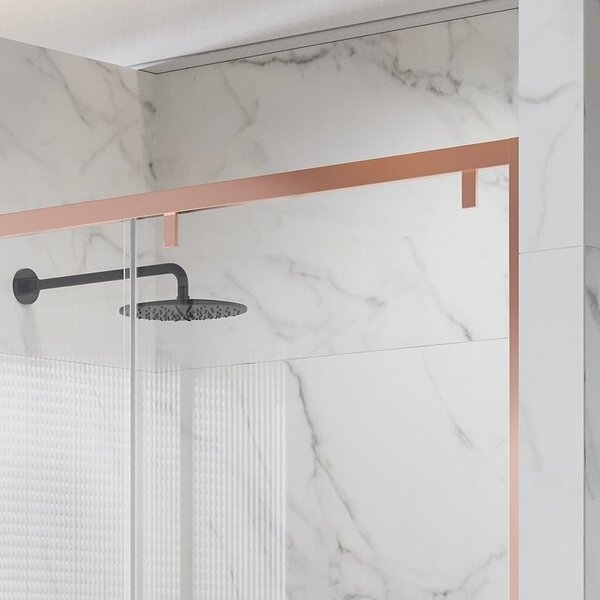 Kamalu doccia nicchia oro rosa 140cm scorrevole altezza 200cm | ksa4000g