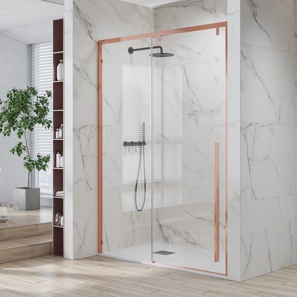 Kamalu doccia nicchia oro rosa 140cm scorrevole altezza 200cm | ksa4000g