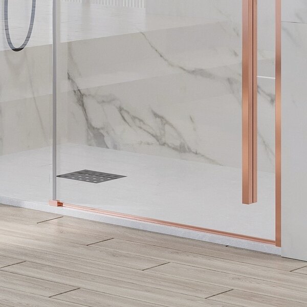 Kamalu doccia nicchia oro rosa 140cm scorrevole altezza 200cm | ksa4000g