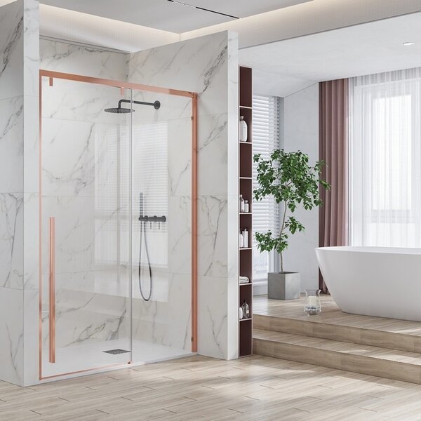 Kamalu doccia nicchia oro rosa 140cm scorrevole altezza 200cm | ksa4000g