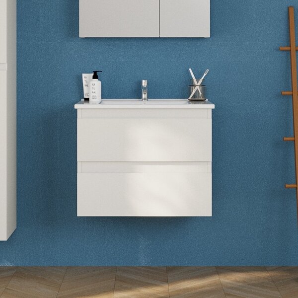 Mobile bagno sospeso 65 cm colore bianco opaco | LAC-EOLO-65 - KAMALU
