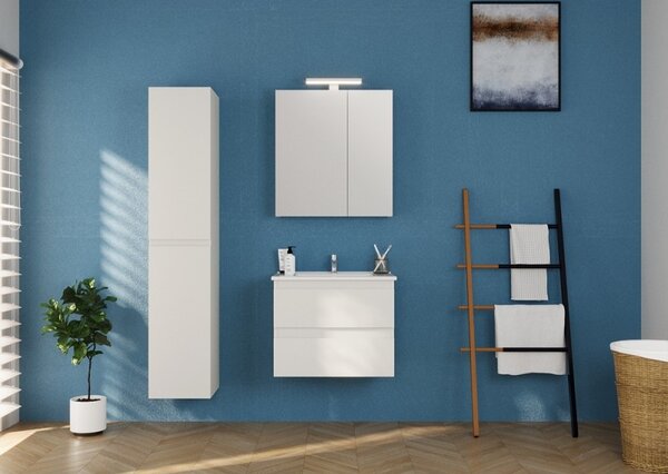 Specchio bagno contenitore 65 cm colore bianco opaco | LAC-EOLO-65 - KAMALU