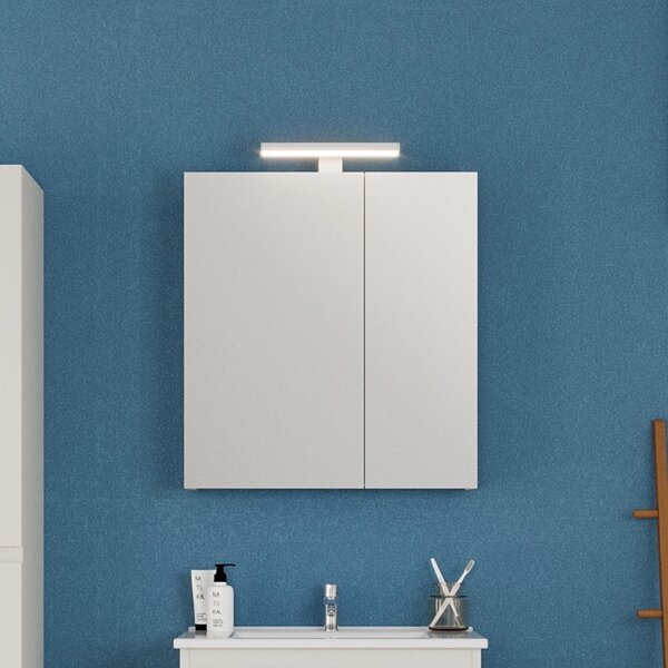 Specchio bagno contenitore 65 cm colore bianco opaco | LAC-EOLO-65 - KAMALU