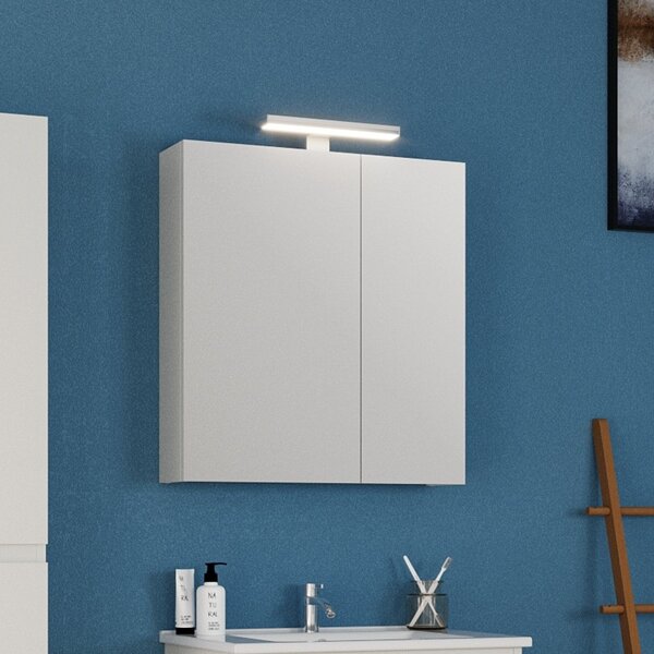 Specchio bagno contenitore 65 cm colore bianco opaco | LAC-EOLO-65 - KAMALU