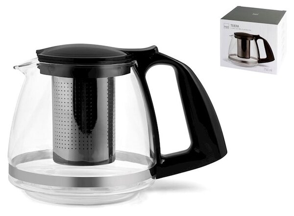 Teiera in vetro borosilicato con filtro in acciaio 18/10 inox cc 750