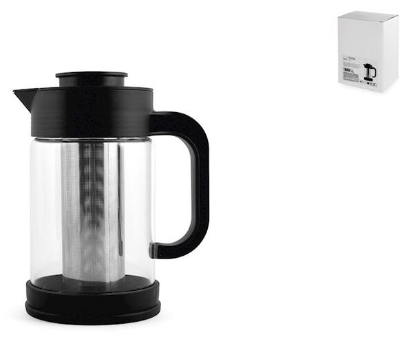 Teiera in vetro borosilicato trasparente con filtro in acciaio inox 18/10 lt 0,9