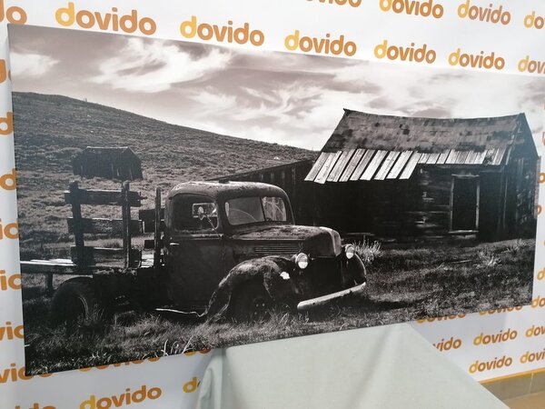 Quadro su tela – Auto in natura pittoresca in bianco e nero