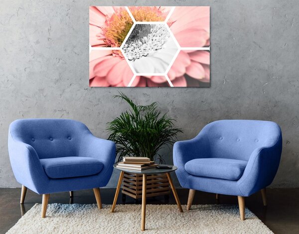 Quadro su tela – Gerbera in esagono