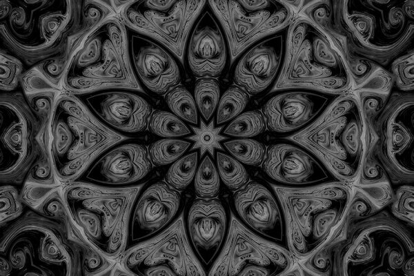 Quadro su tela – Mandala ipnotica in bianco e nero