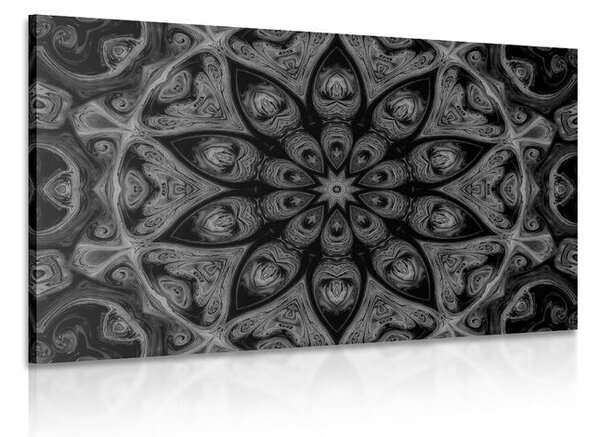 Quadro su tela – Mandala ipnotica in bianco e nero