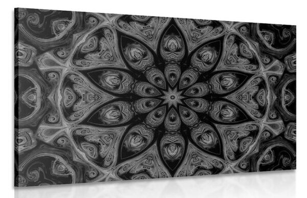 Quadro su tela – Mandala ipnotica in bianco e nero