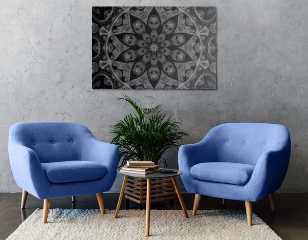 Quadro su tela – Mandala ipnotica in bianco e nero