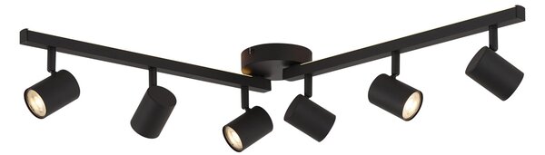 Faretto da soffitto moderno nero 6 luci GU10 50mm con retroilluminazione e interruttore a 3 vie - Back Up