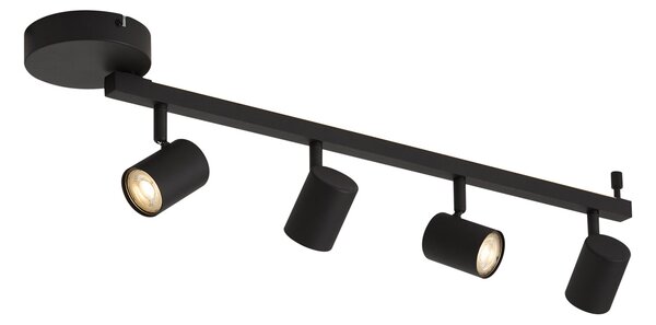 Faretto da soffitto moderno nero a 4 luci GU10 50mm con retroilluminazione e interruttore a 3 posizioni - Back Up