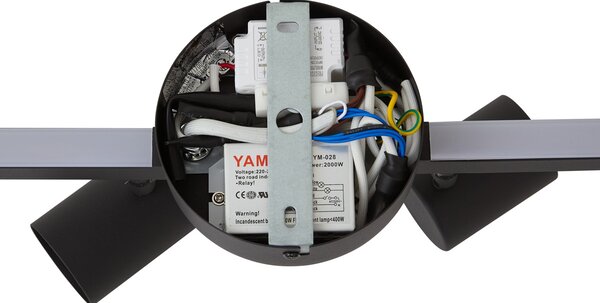 Faretto da soffitto moderno nero 6 luci GU10 50mm con retroilluminazione e interruttore a 3 vie - Back Up