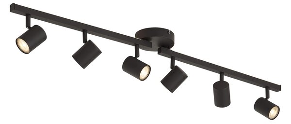 Faretto da soffitto moderno nero 6 luci GU10 50mm con retroilluminazione e interruttore a 3 vie - Back Up