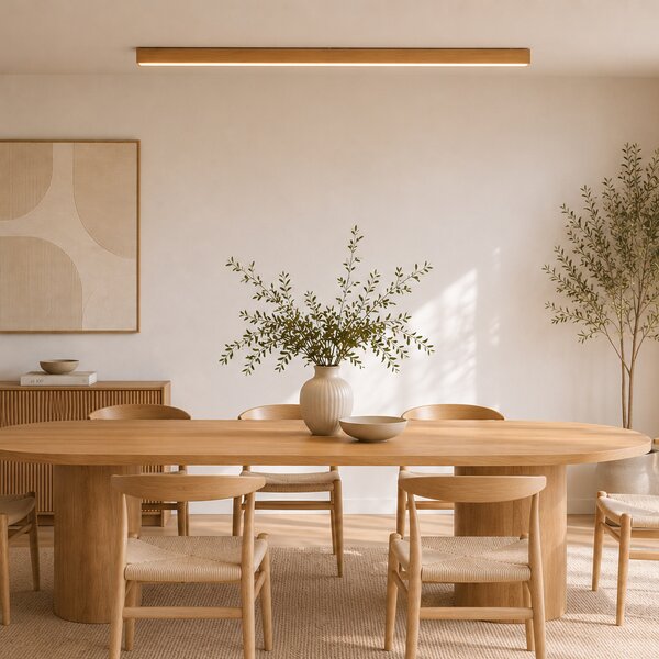 Plafoniera moderna legno ocra con LED integrato dimmerabile a 3 fasi 2700-4000K con interruttore DIP - Keane
